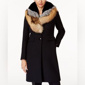 ✨NWT✨ 1 Madison Expedition Fox-Fur-Trim Walker Coat Black Size Medium